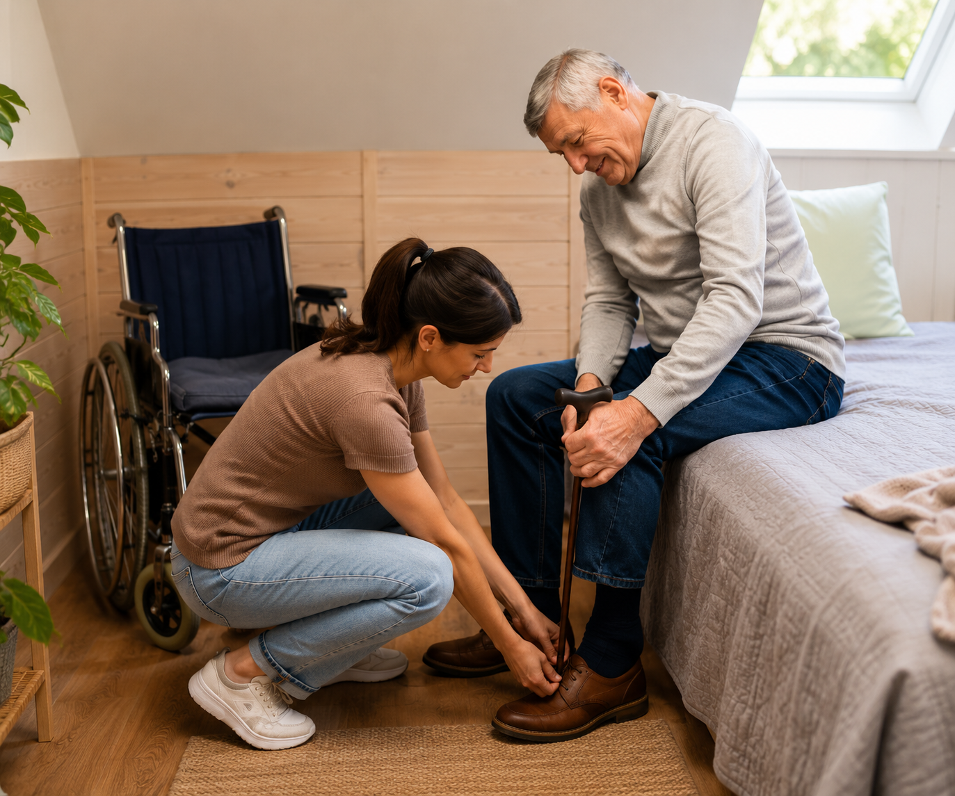 Caregiver helping senior at home